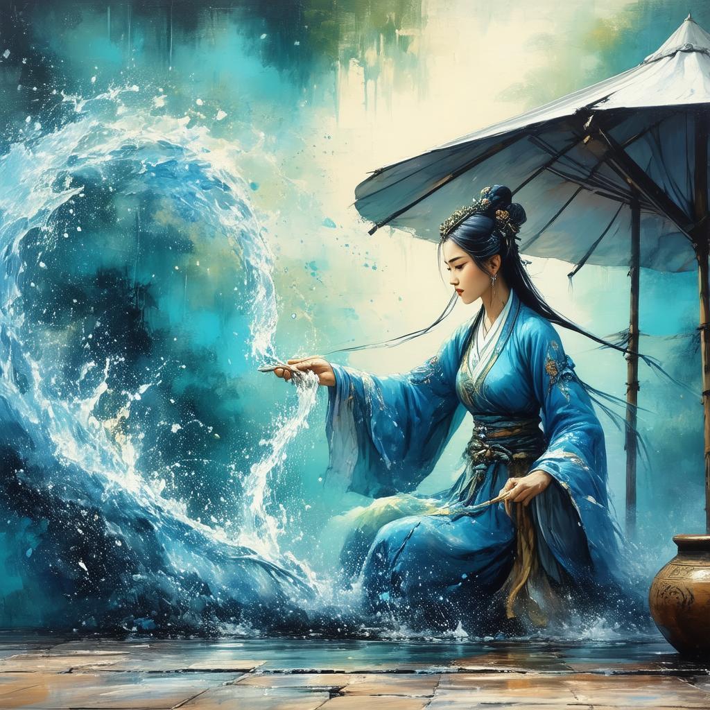 Graffiti Mural of a Water Mage Merchant