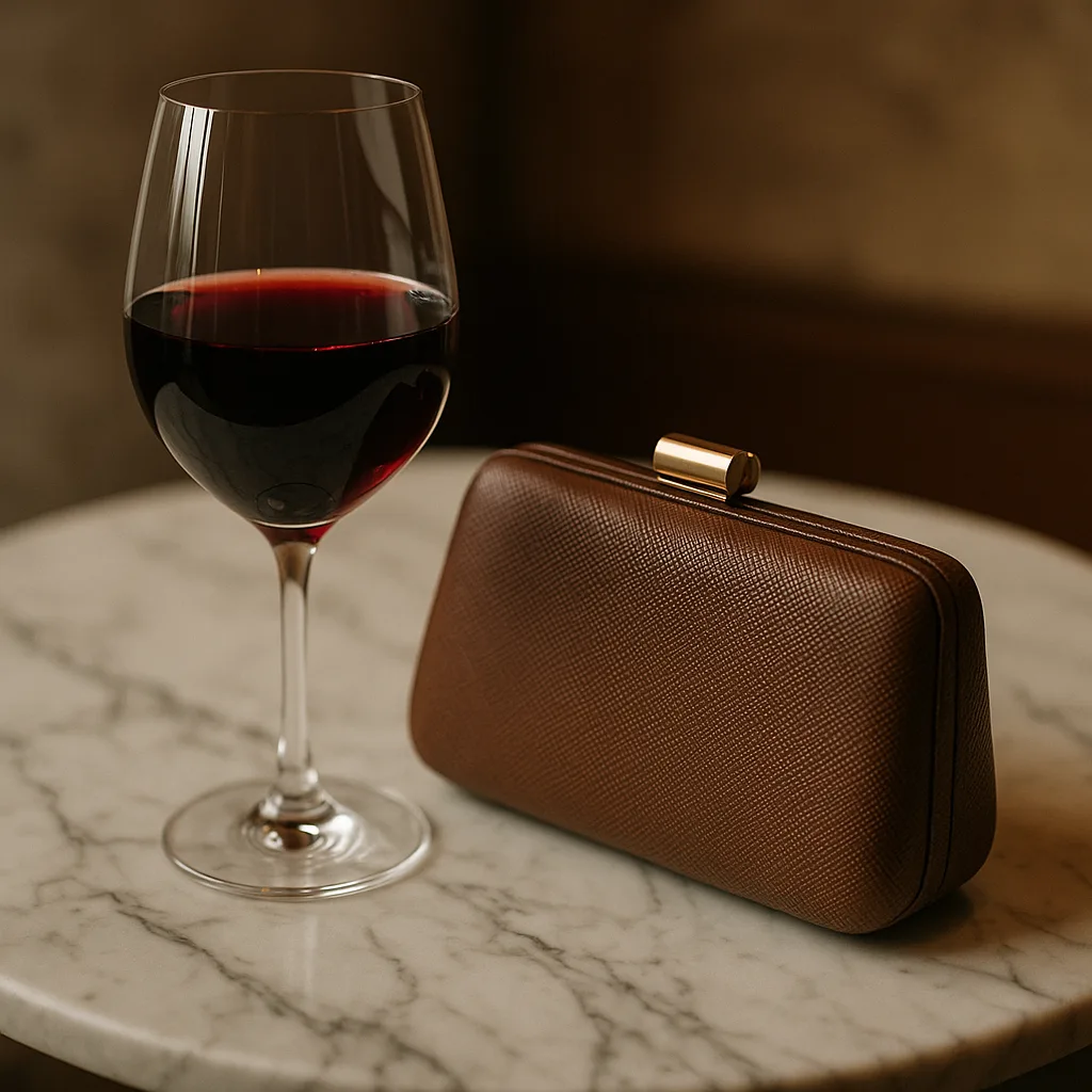 Marble Table Featuring a Clutch Purse