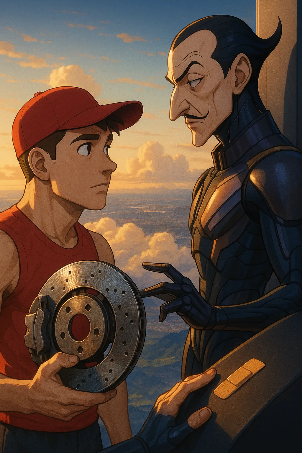 Anime-styled Athlete with a Defined Square Jawline Casts a Curious