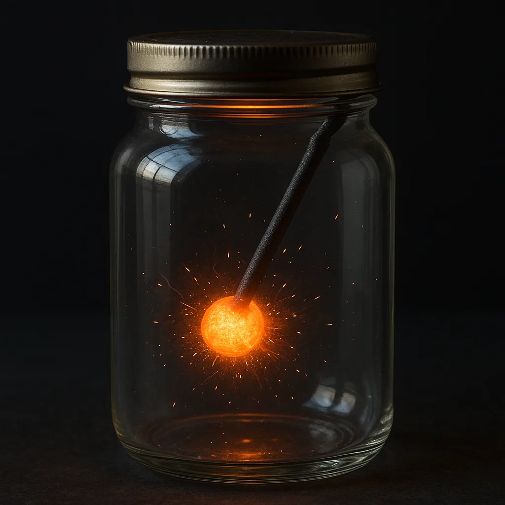 Inside a Sealed Glass Jar Filled with Oxygen