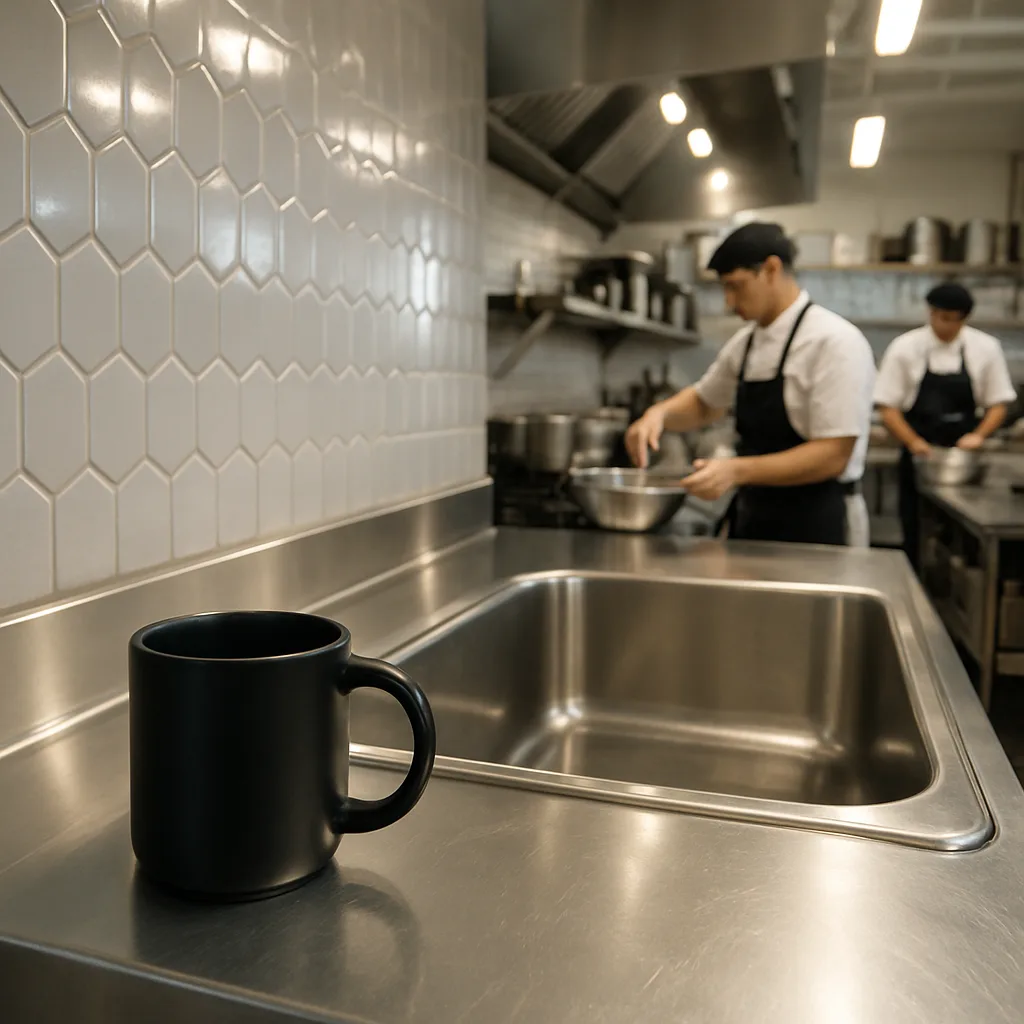 Serene Scene Emerges Within a Lively Commercial Kitchen
