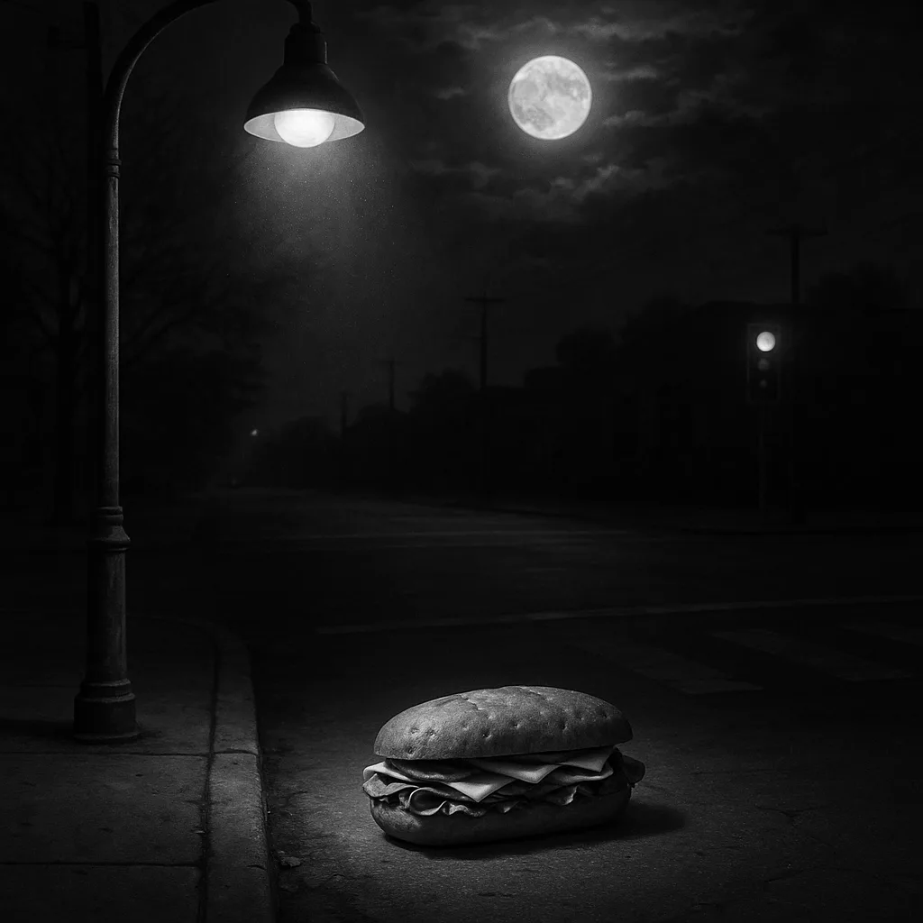 Under the Glow of a Streetlight in a Monochrome Nighttime