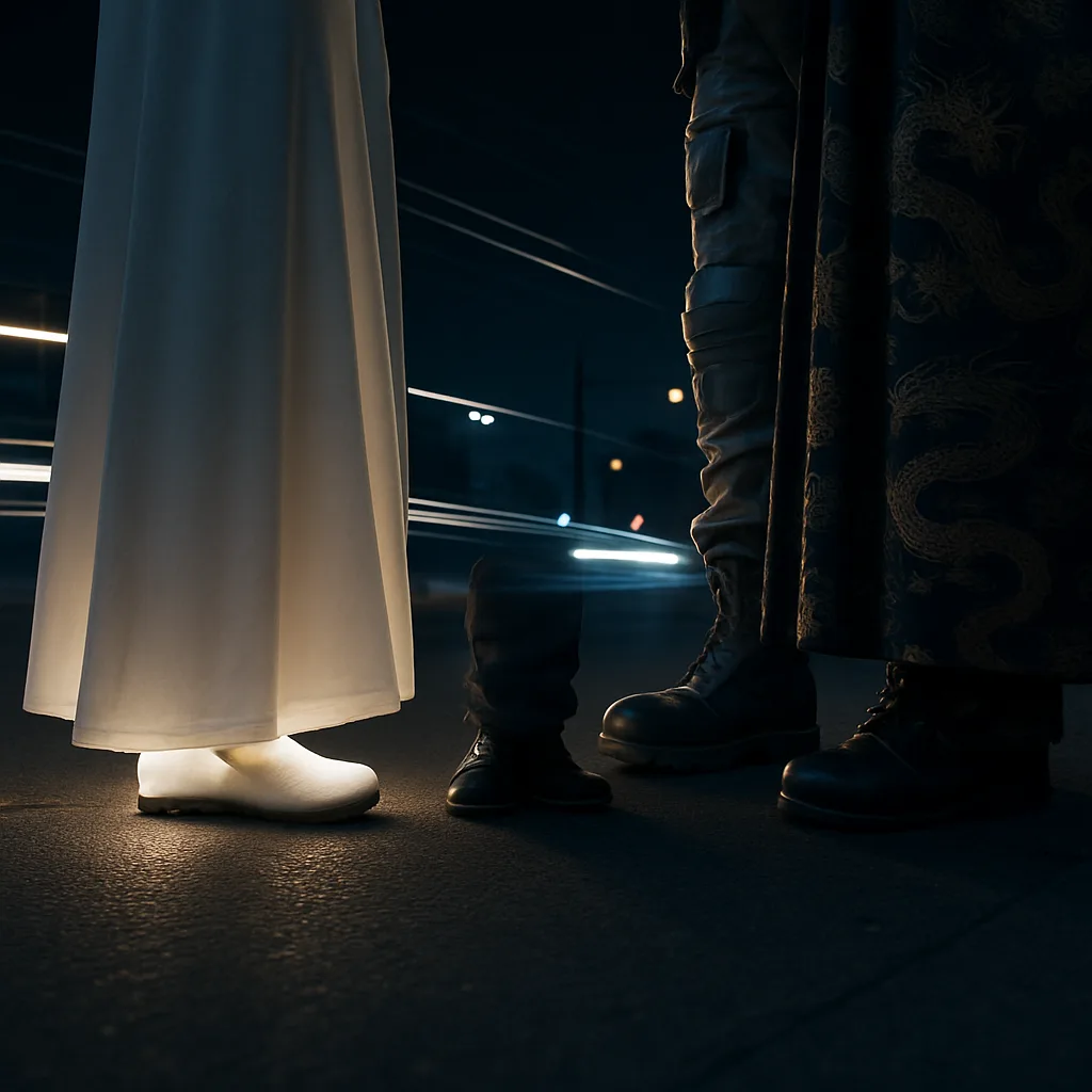 Flowing Robe's Luminous White Hem