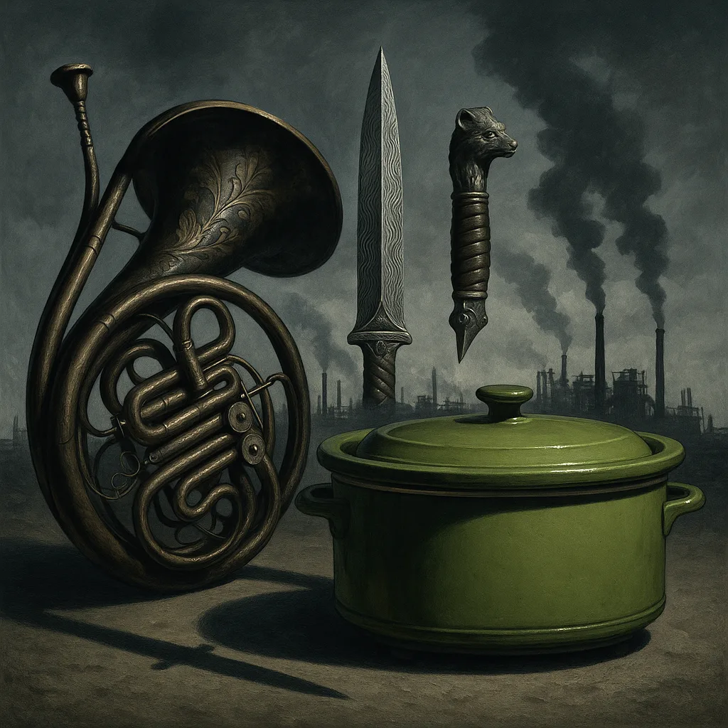 Antique French Horn with a Darkened Finish