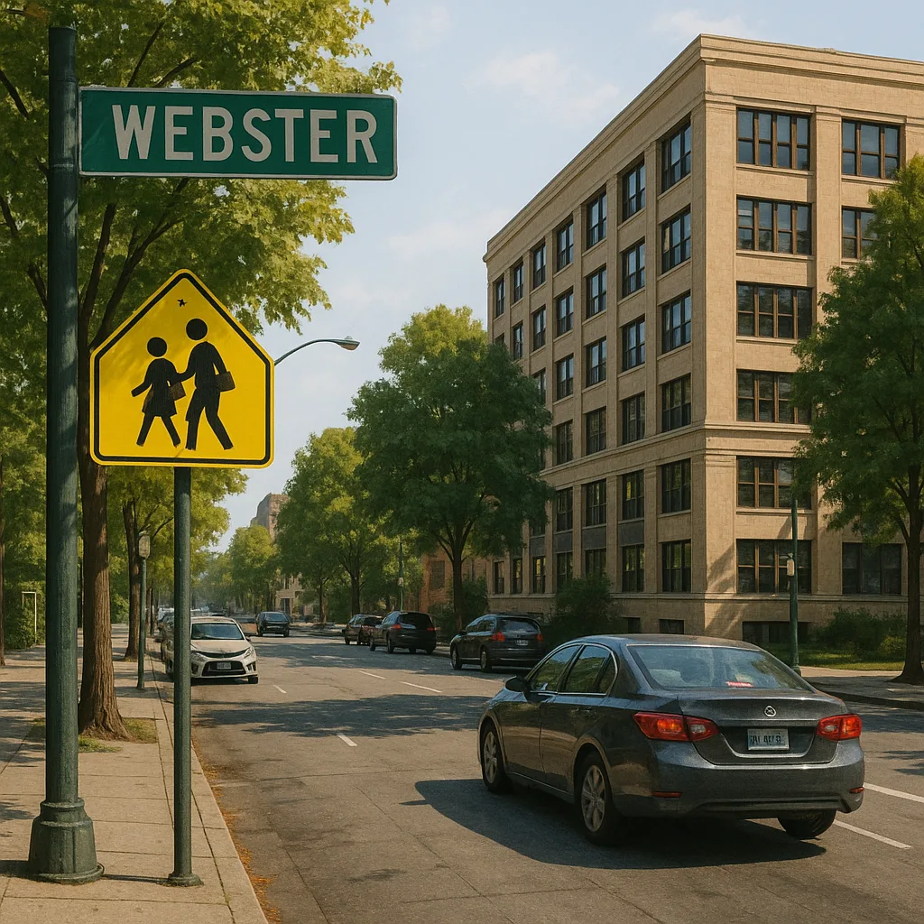 Urban Street Scene with a "Webster" Street Sign