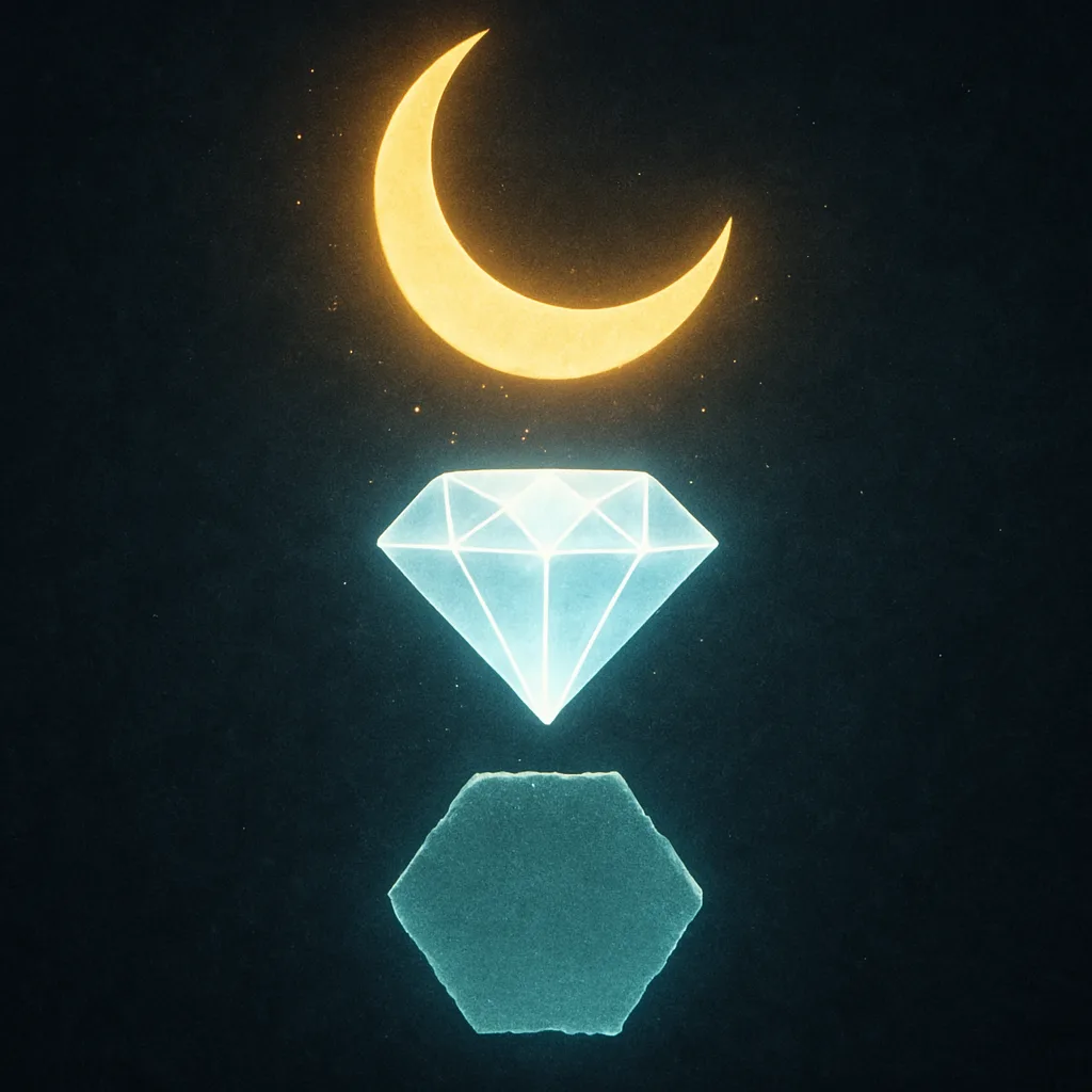 Glowing Crescent Hovered Softly over the Sparkling Diamond