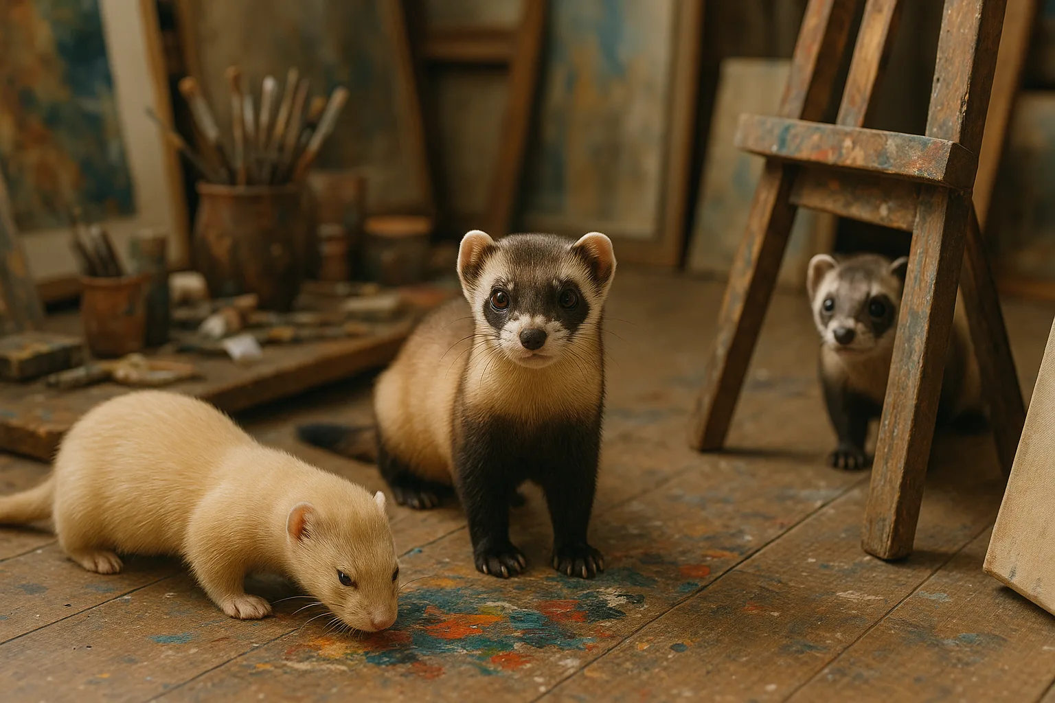 Black-footed Ferret Exhibiting a Classic Black Bandit Mask