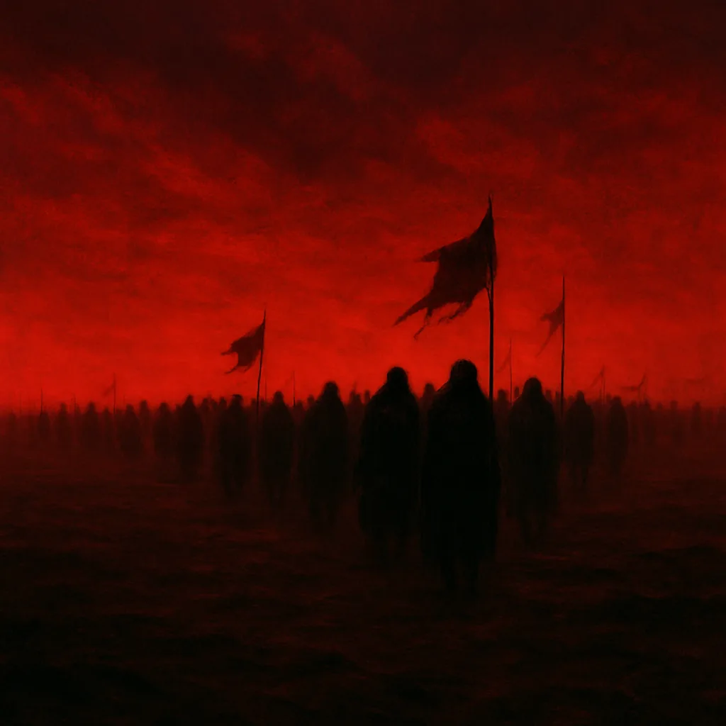 Legion of Shadowy Figures Marches Slowly Across a Vast