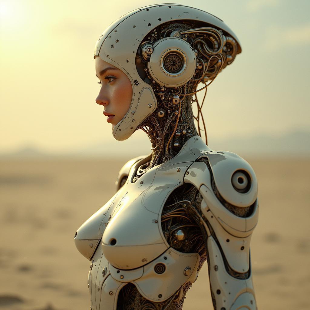 Organic Cyborg in Elegant Technical Illustration