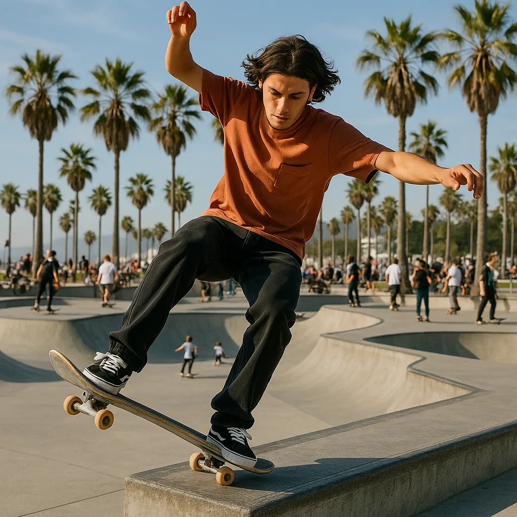 Skateboarder Performing a Trick on a Concrete Ledge