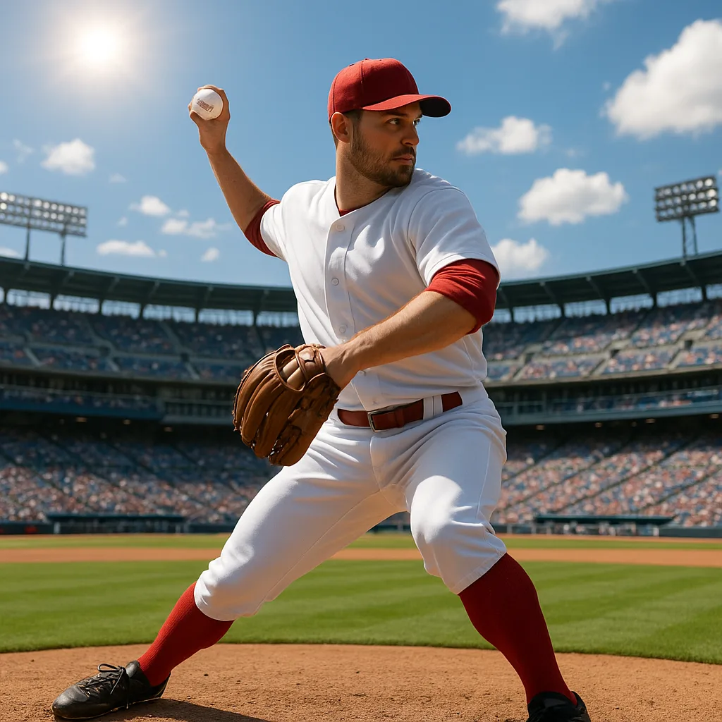 Baseball Player Prepares to Deliver a Pitch