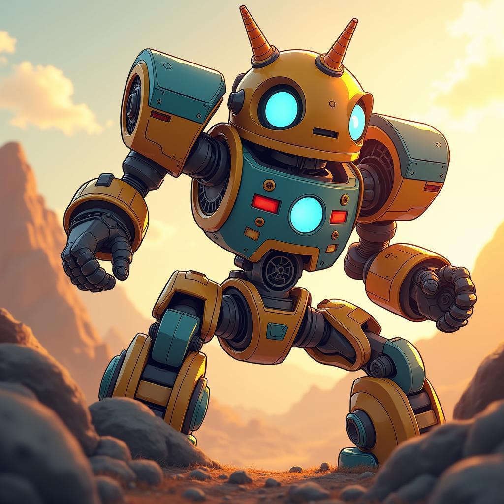 Expressive Toy Robot in Manga Illustration