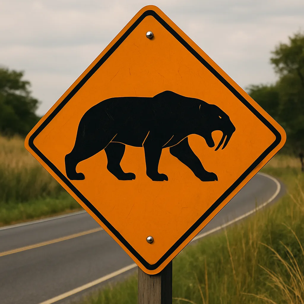 Orange Traffic Sign in the Shape of a Diamond Stands
