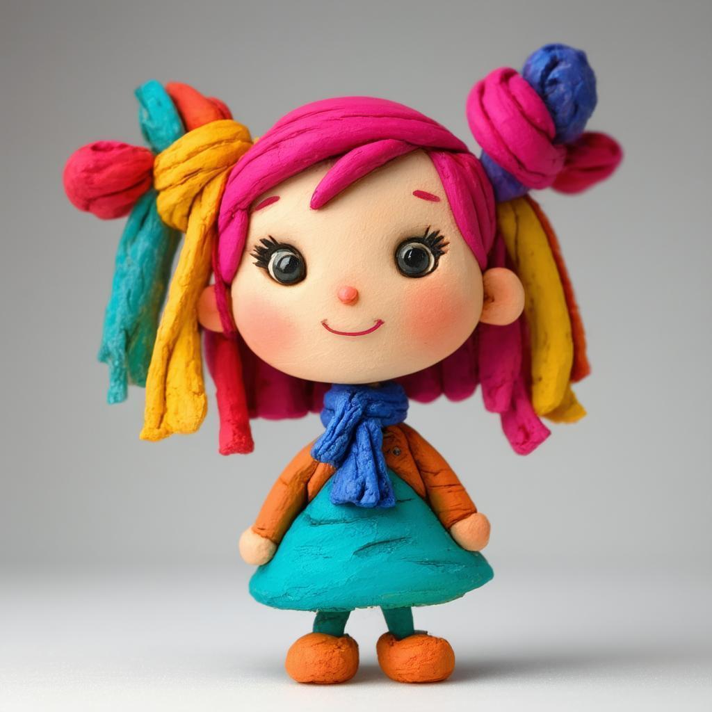 Playful Claymation Girl in Vibrant Stop Motion