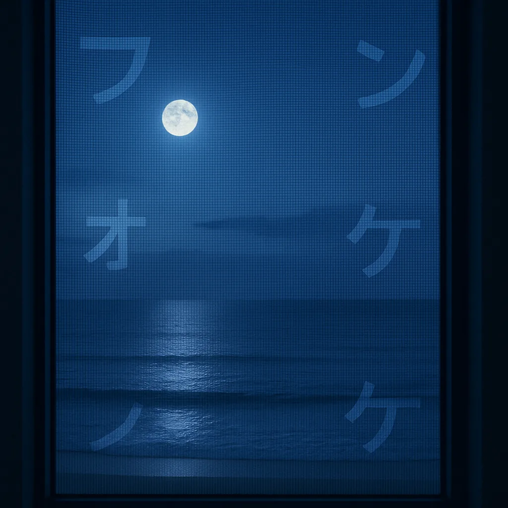 Window Screen Adorned with Subtle Katakana