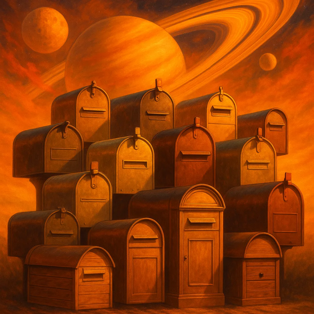 Sixteen Varied Mailboxes of Brass and Wood Overlap