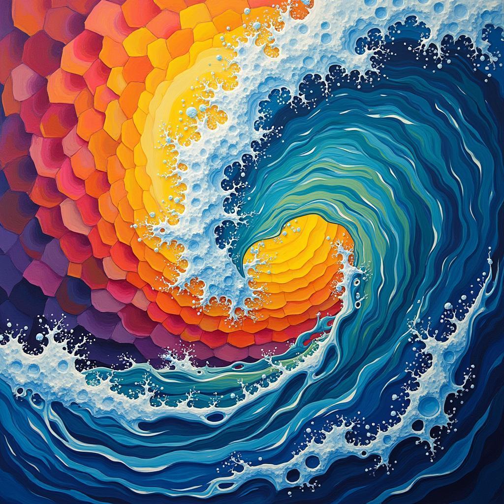 Van Gogh Inspired Hexagon Wheels in Rainbow Motion