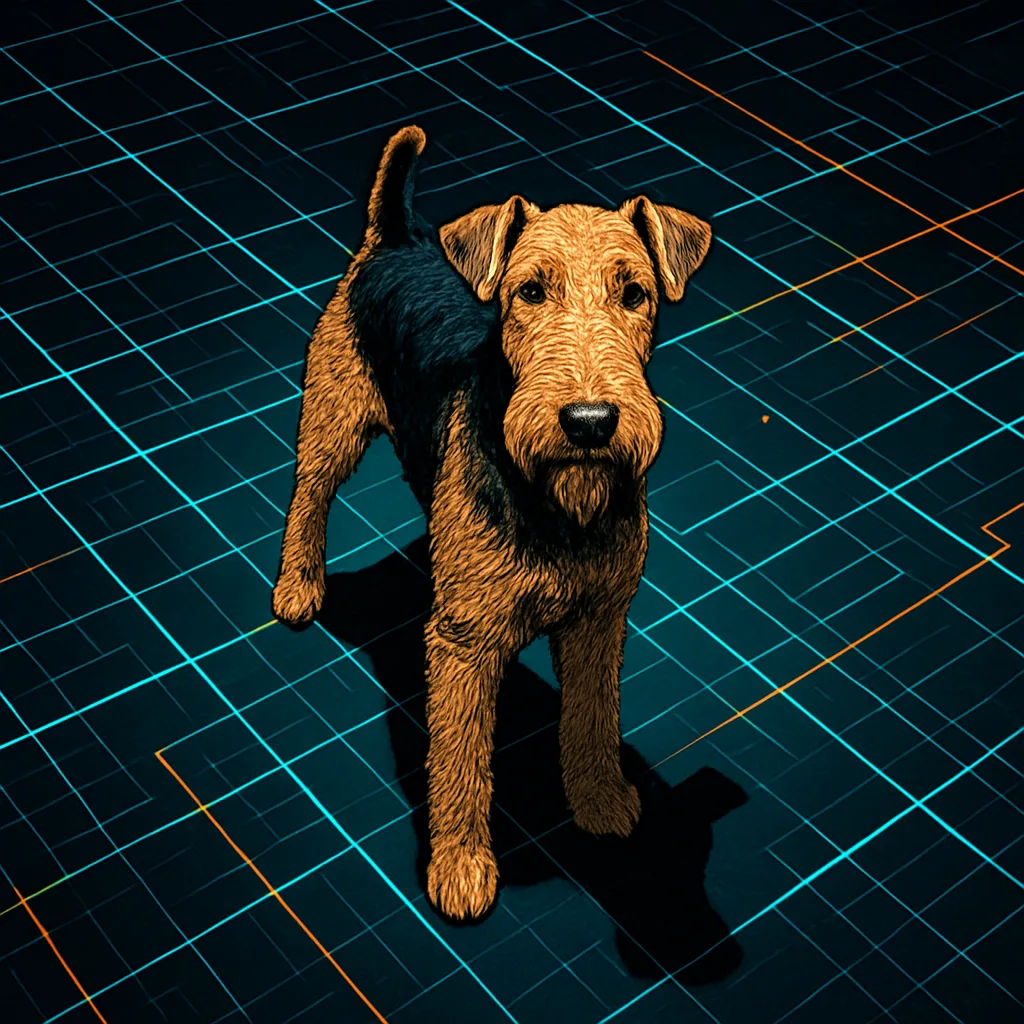 Single Airedale—its Tan Body Marked by a Black Saddle