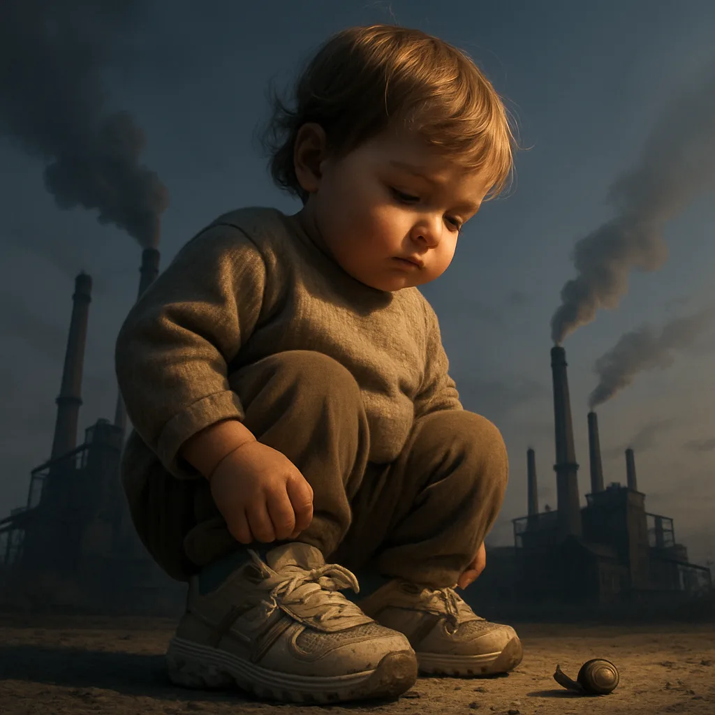 Slouched Toddler in Highly Detailed Sneakers