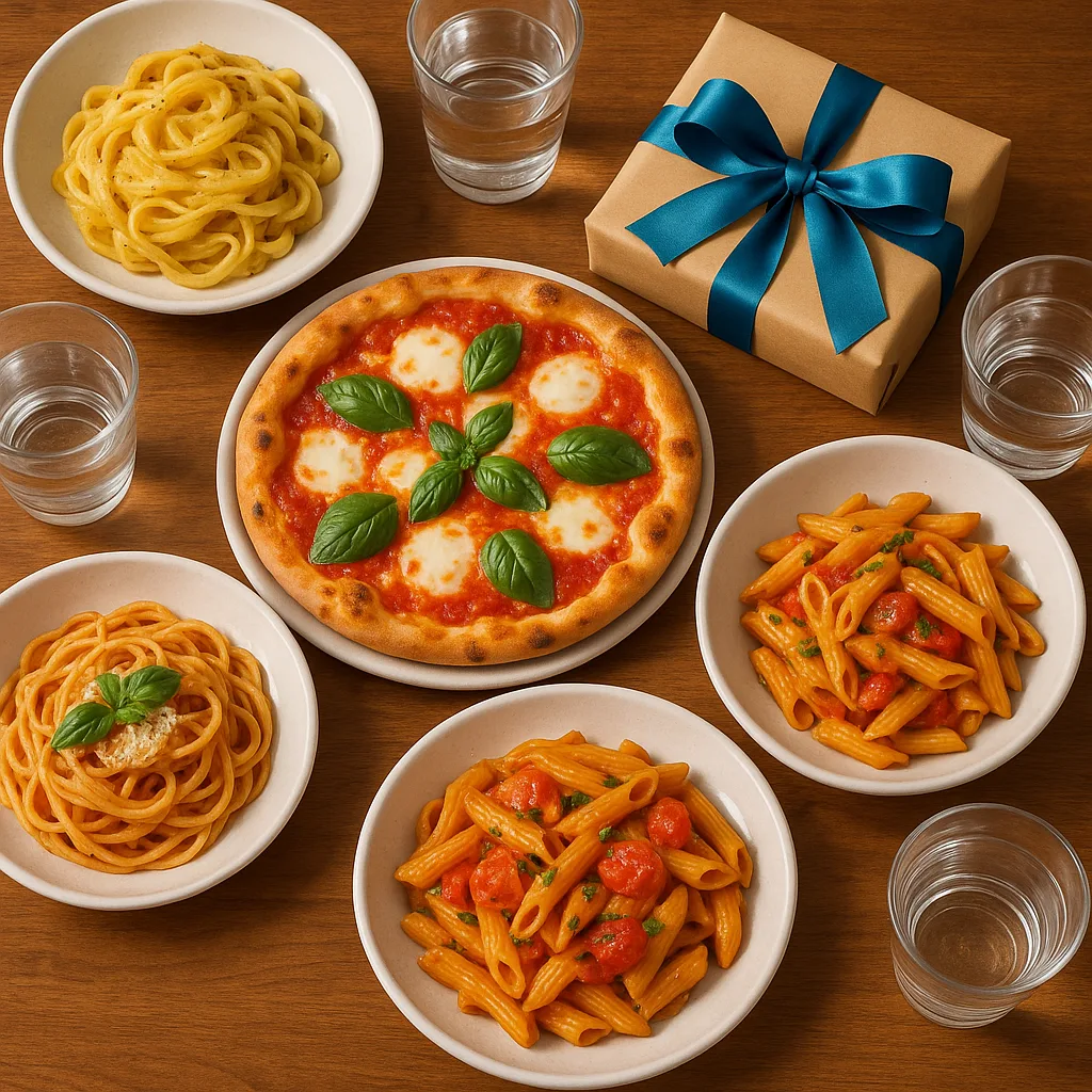 Table with Various Pasta Dishes