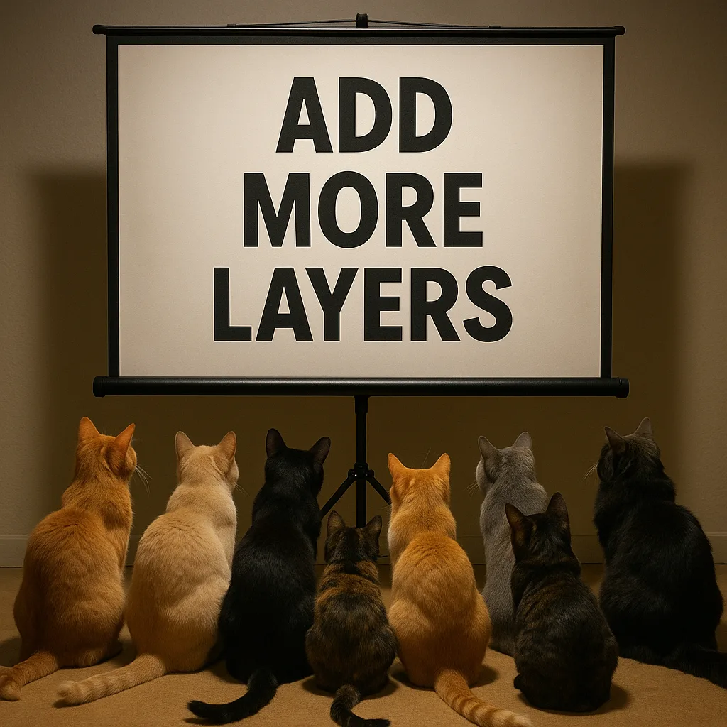 Projector Screen Shows the Phrase "add More Layers" in Bold