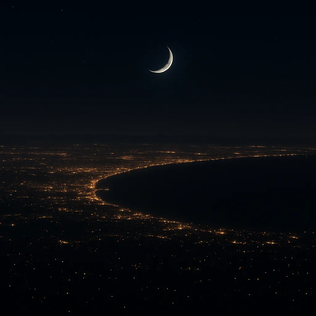 Myriad Distant City Lights Twinkle Across an Immense