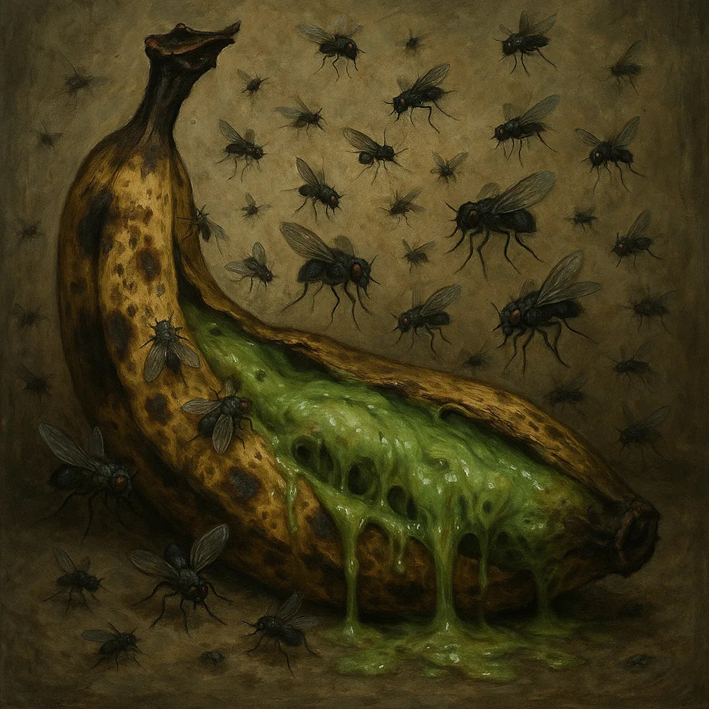 Unsettling Portrayal of an Overly Ripened Banana