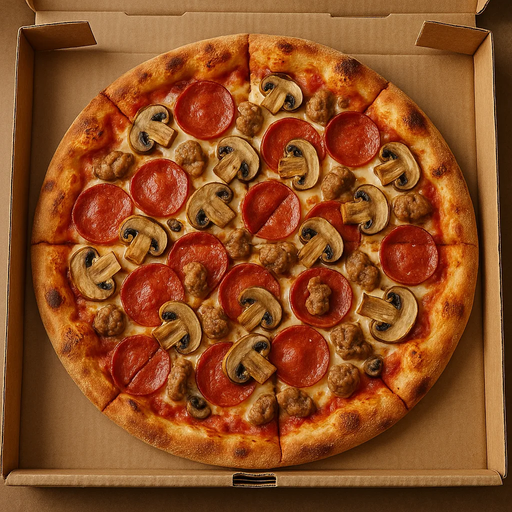 Freshly Baked Pizza Topped with Pepperoni