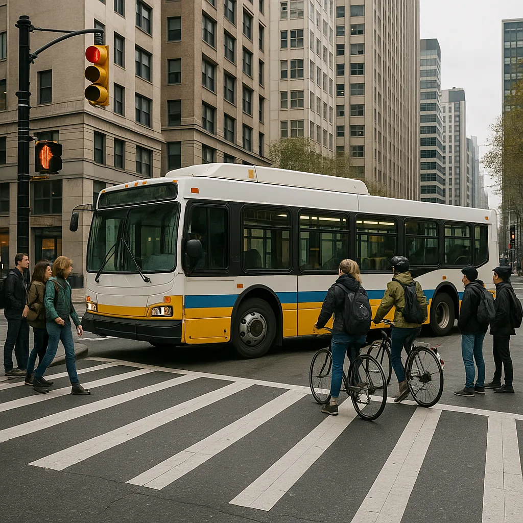 City Bus Turning at an Intersection