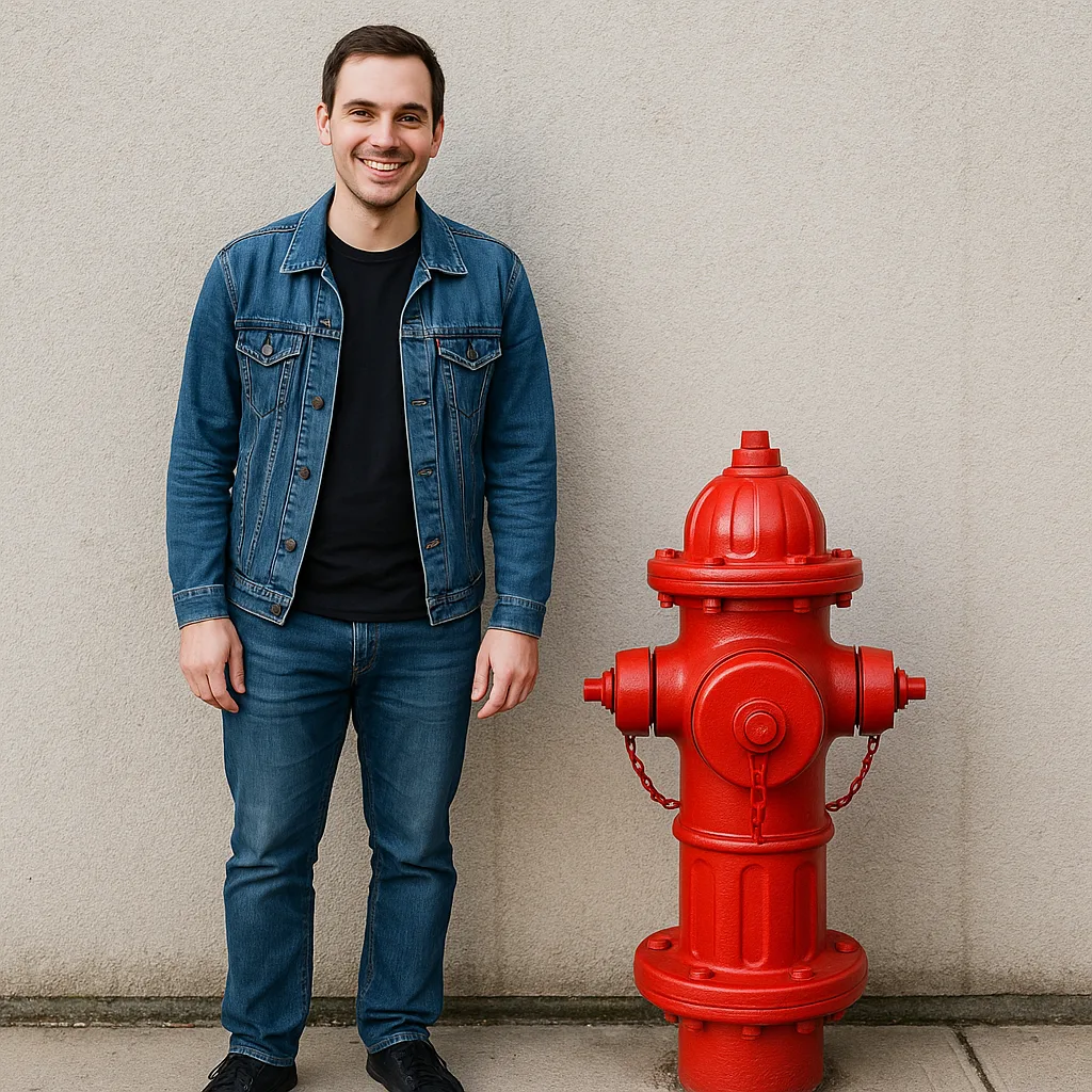 Picture Showing a Person Beside a Fire Hydrant