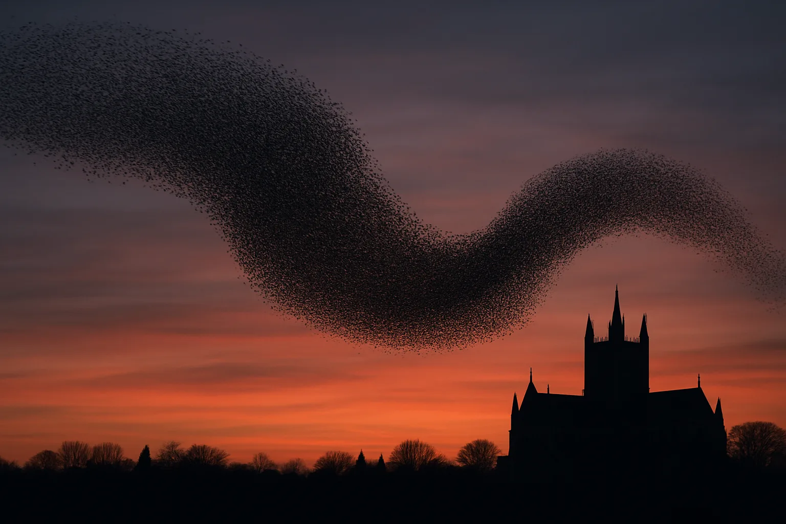 Enormous Murmuration of Starlings