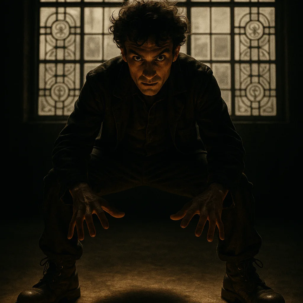Trickster with Deep Brown Eyes and Curly Hair