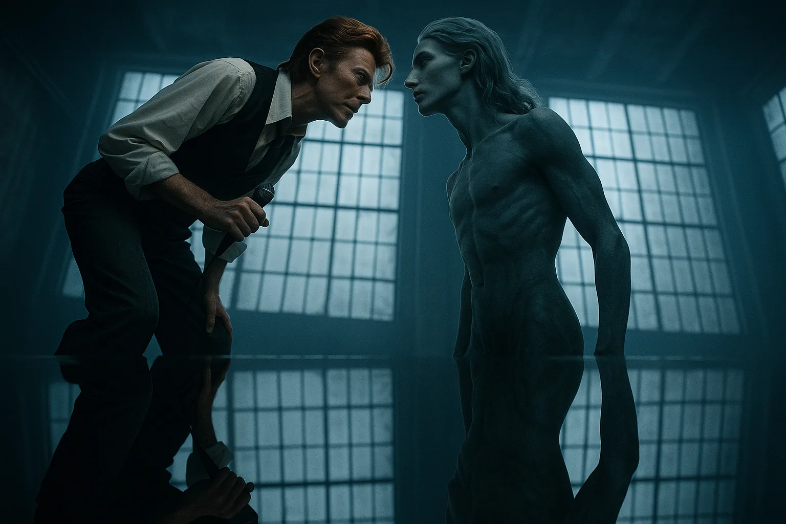 Legendary Performer Leans Intently Towards an Androgynous
