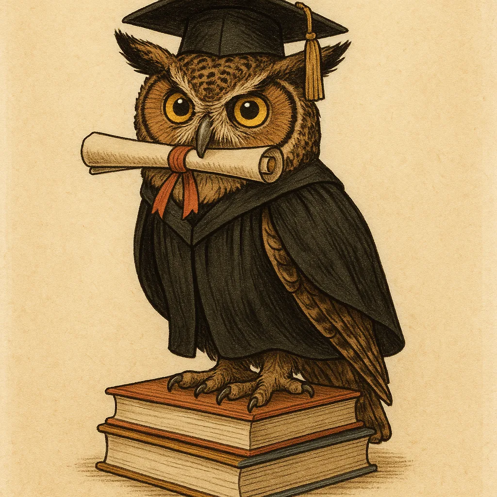 Enchanting Image of a Horned Owl Dressed in a Graduation