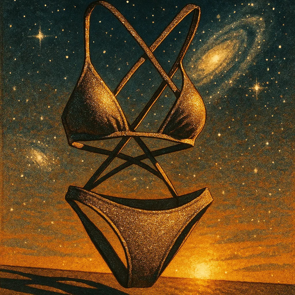 Single Bikini Crafted from Shimmering Metallic Lurex Fabric