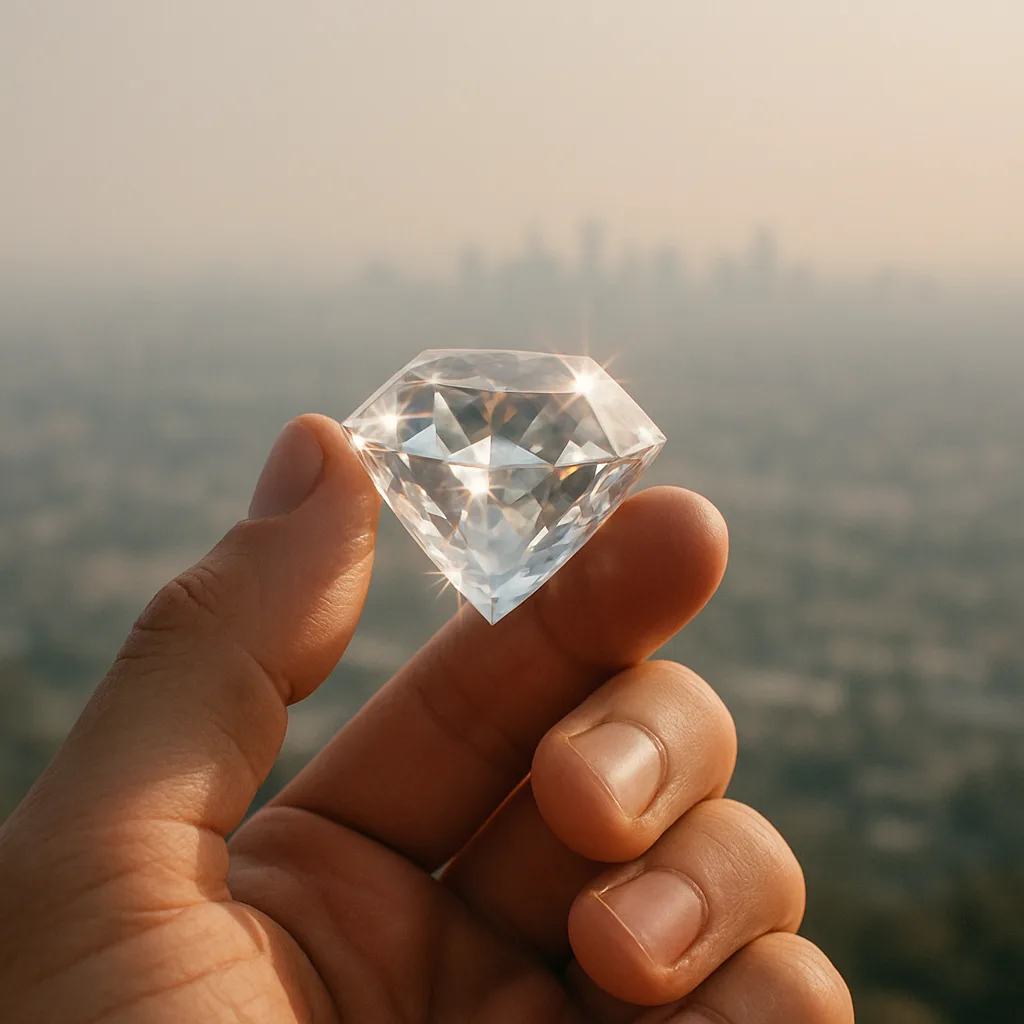 Hand Grasps a Sparkling Gemstone