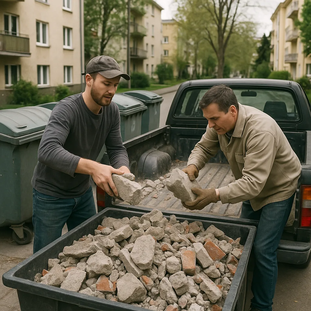 Two Men Loading Rubble