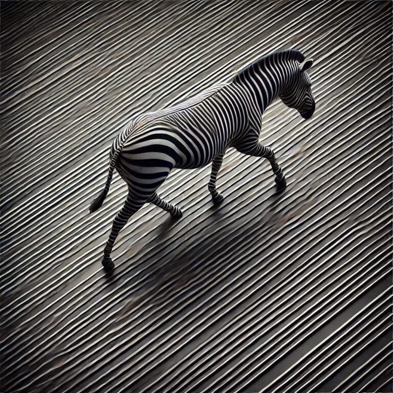 Zebra Immersed in Optical Line Pattern