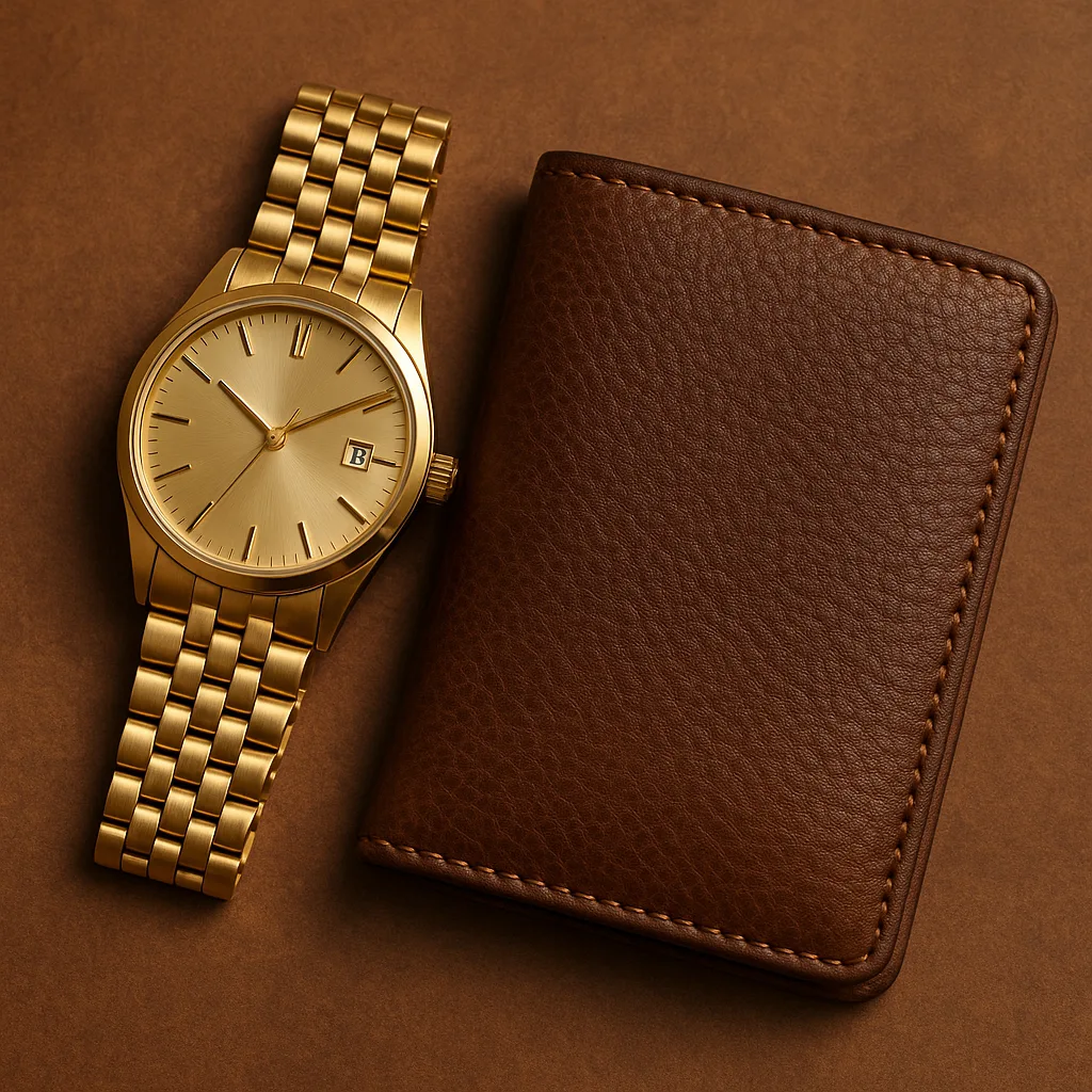 Beside the Wallet Made of Textured Brown Leather Lay