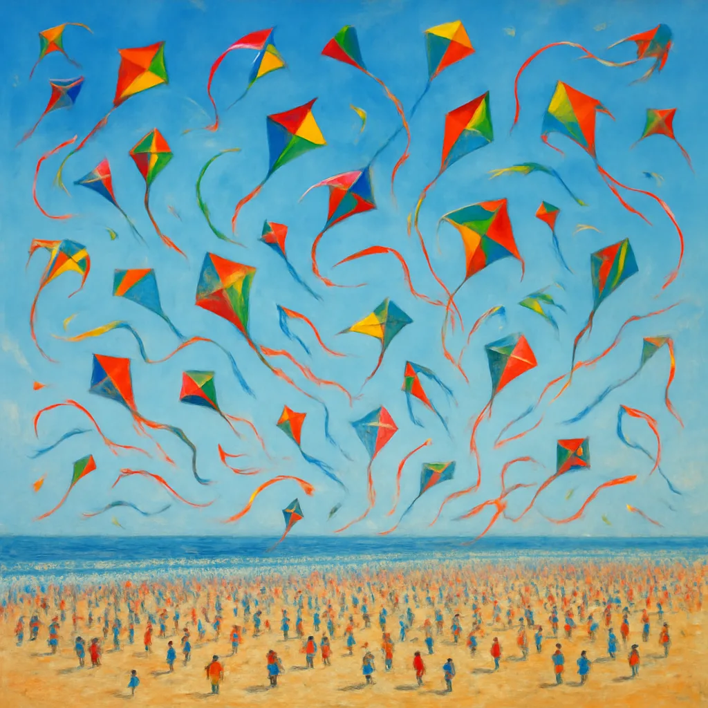 Multitude of Brightly Colored Kites Dance