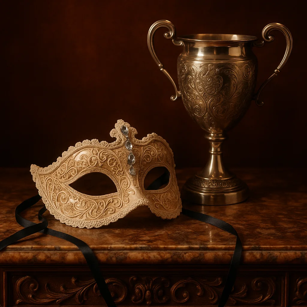 Beautifully Designed Venetian Mask Embellished with Intricate Lace Details
