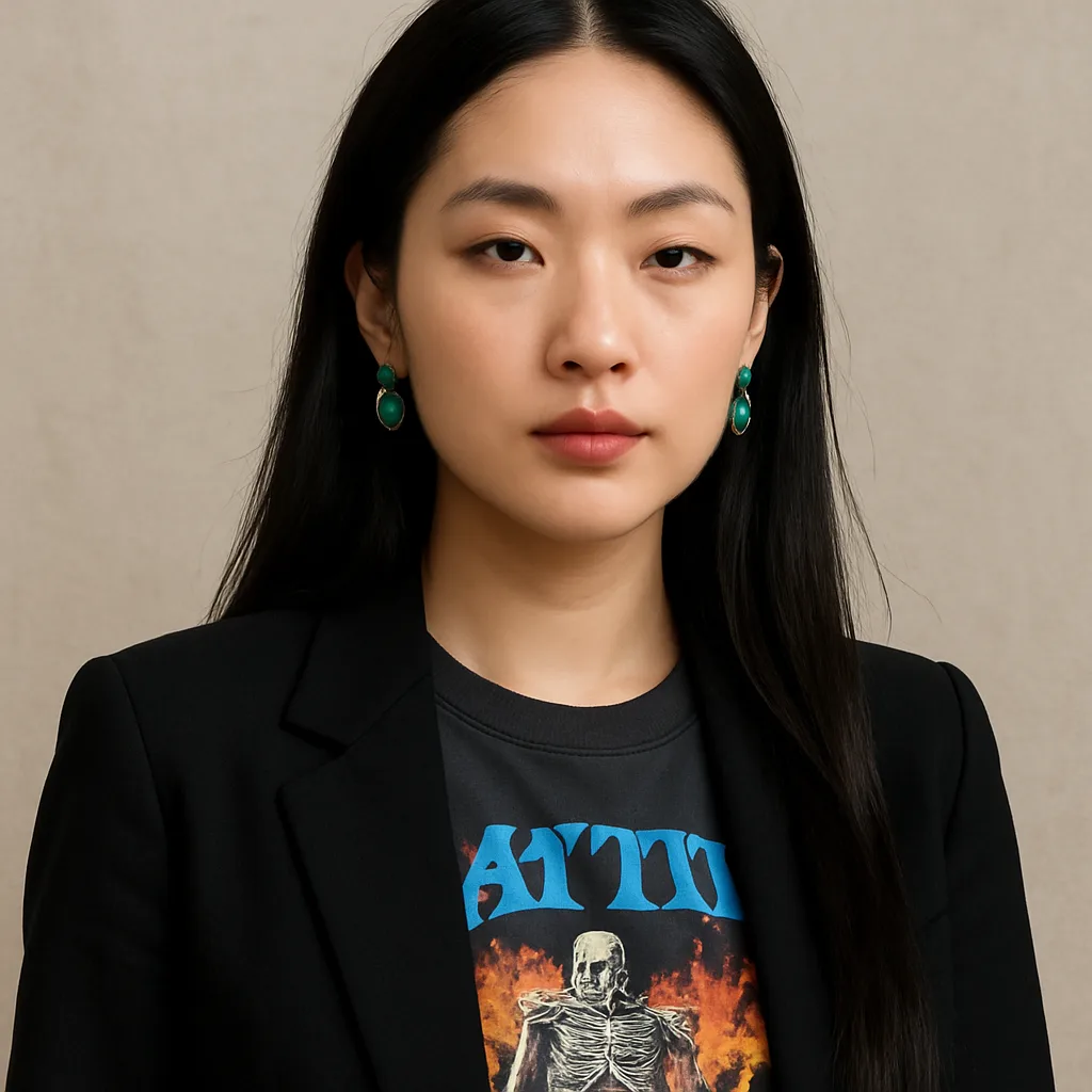 Person with Long Black Hair Wearing a Black Blazer