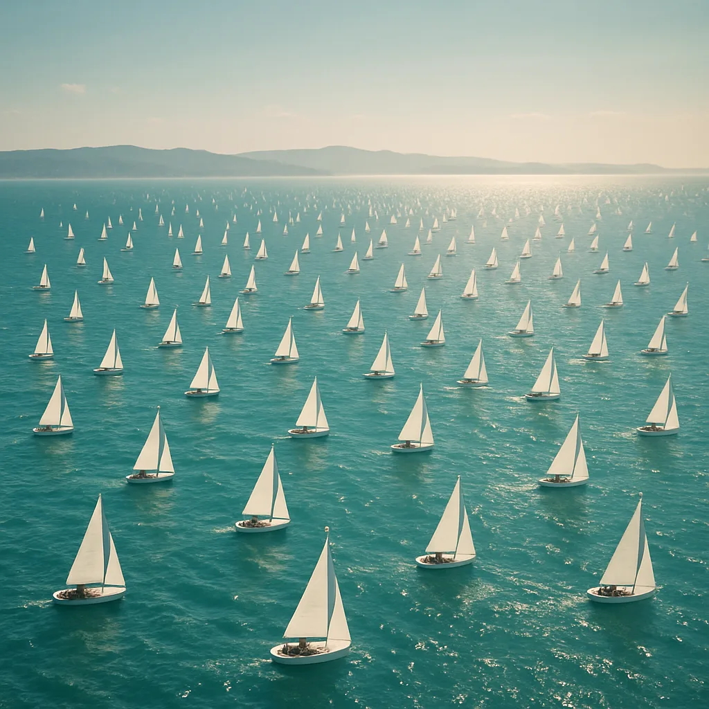 Vast Flotilla of Tiny Sailboats Races Across an Expansive