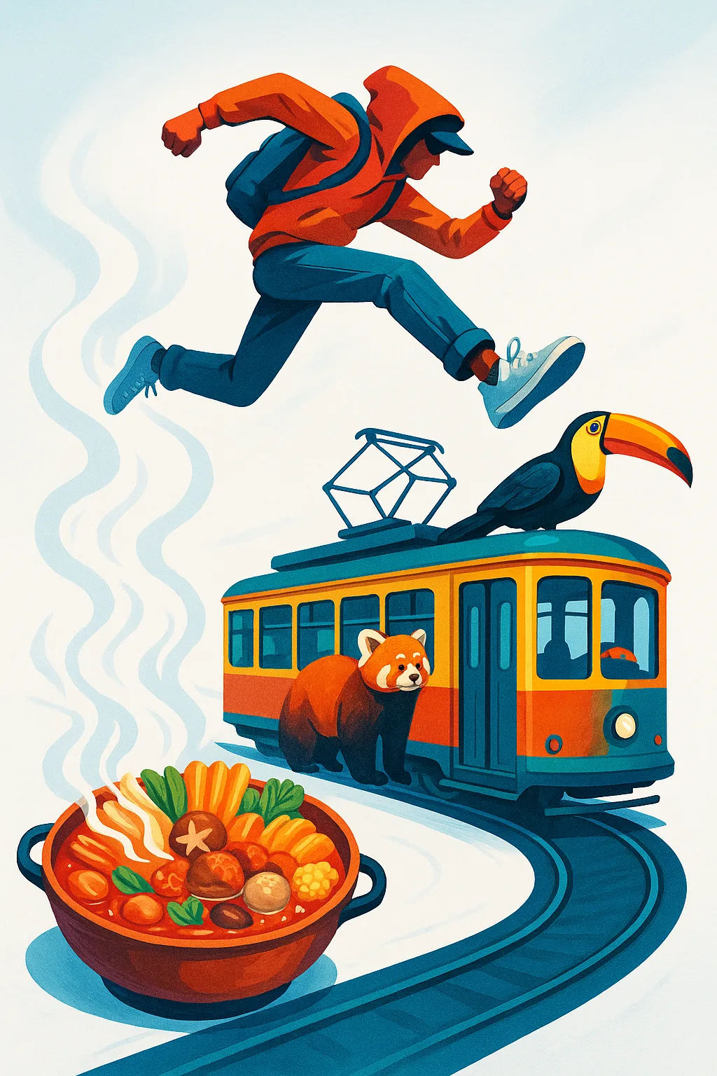 Adventurous Figure in Sneakers Soars Mid-air