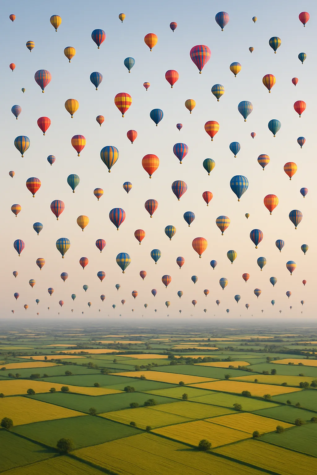Hundreds of Colorful Hot Air Balloons Drift Lazily