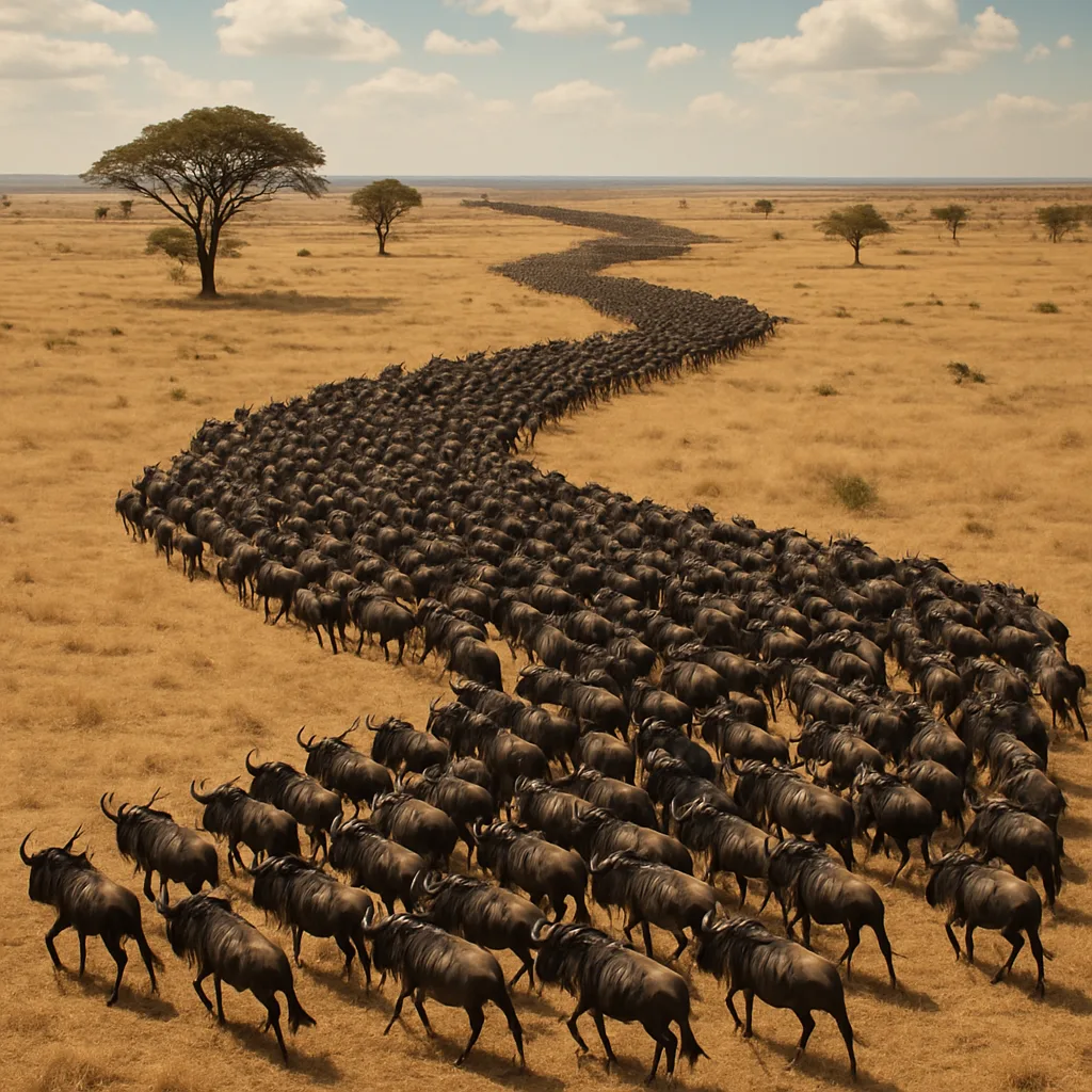 Massive Herd of Wildebeest