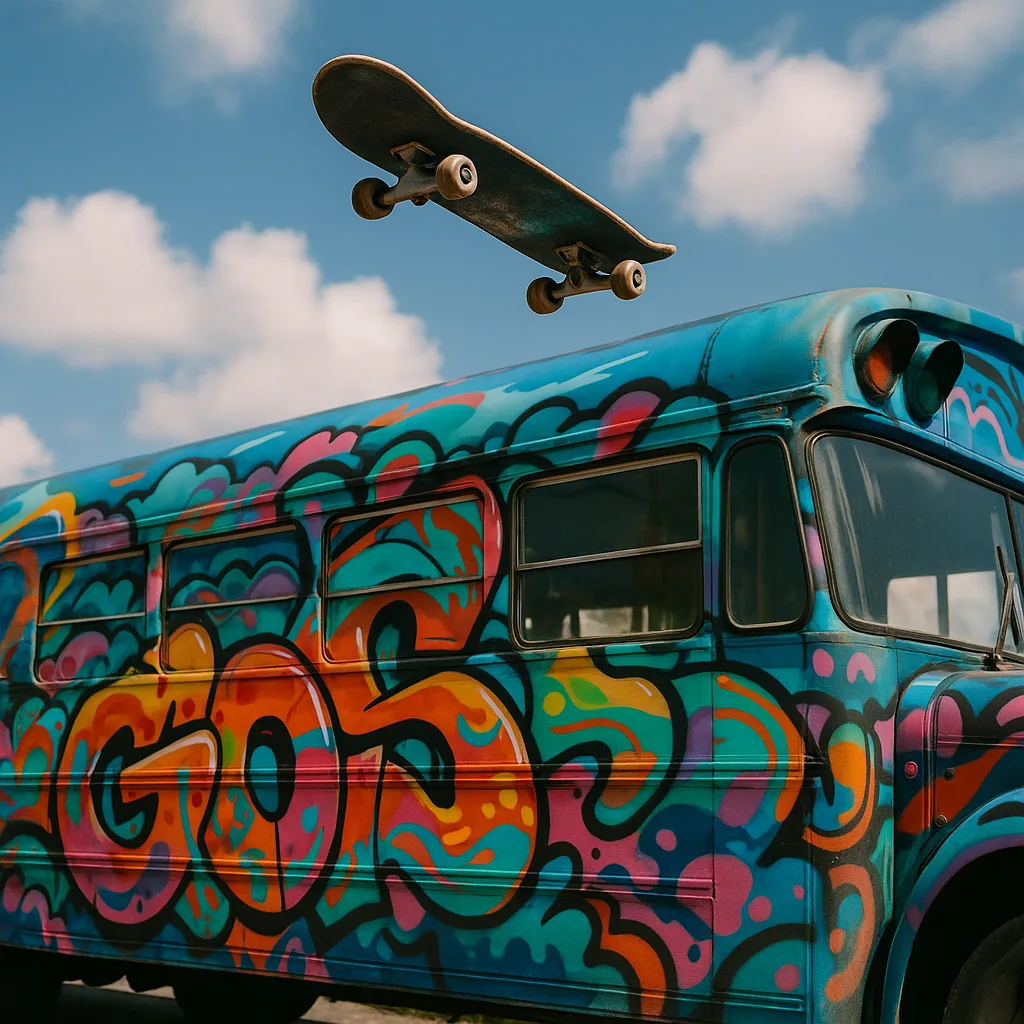 Picture of a Skateboard Floating in the Air