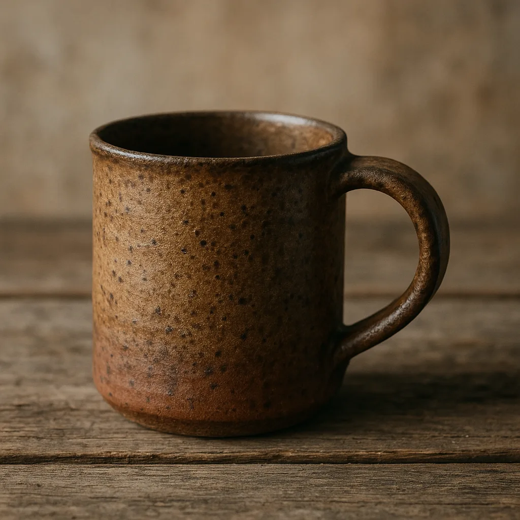 Depict an Authentic Setting That Includes a Handmade Ceramic Mug