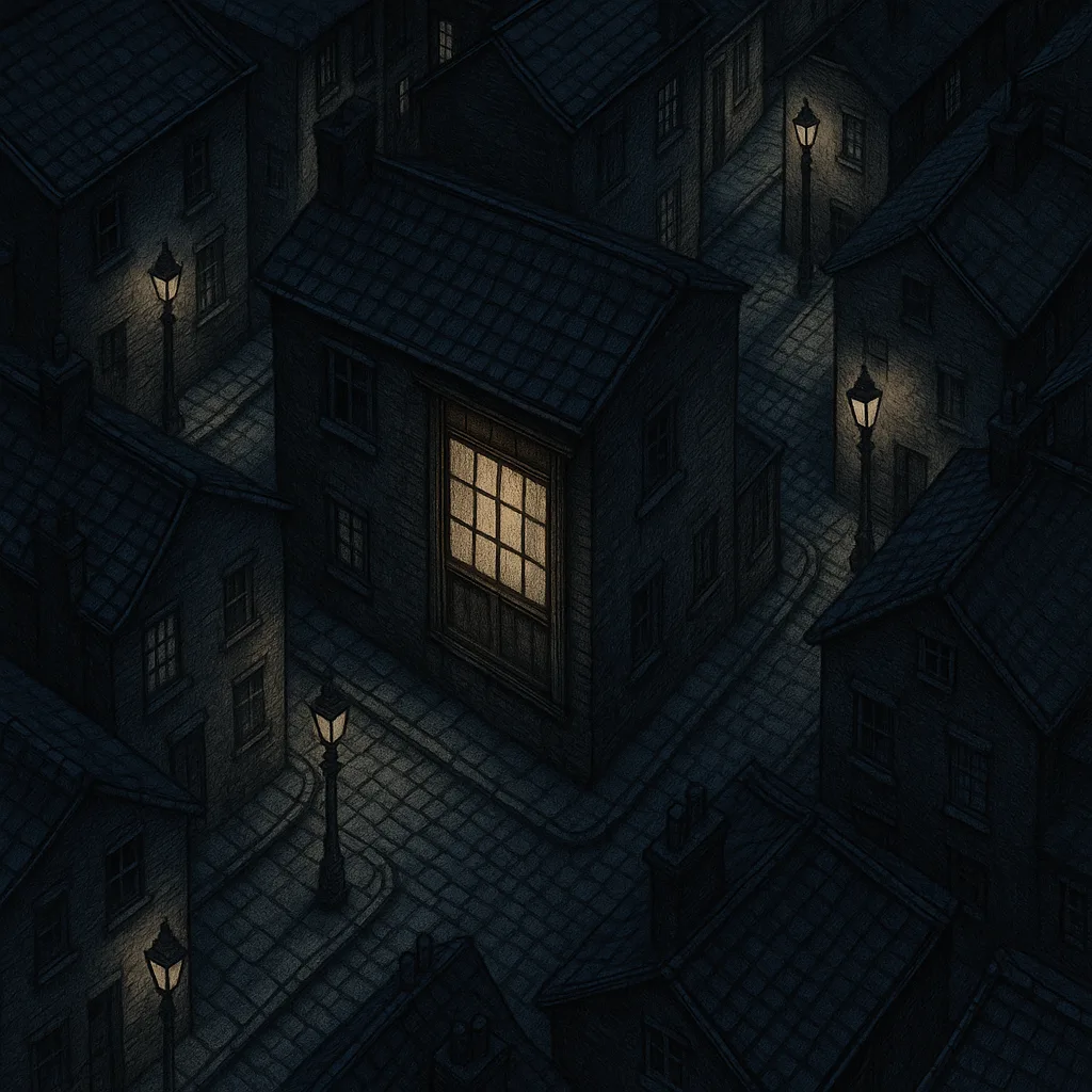 Gas Lamp-lit Narrow Alleys in a Victorian-era Town