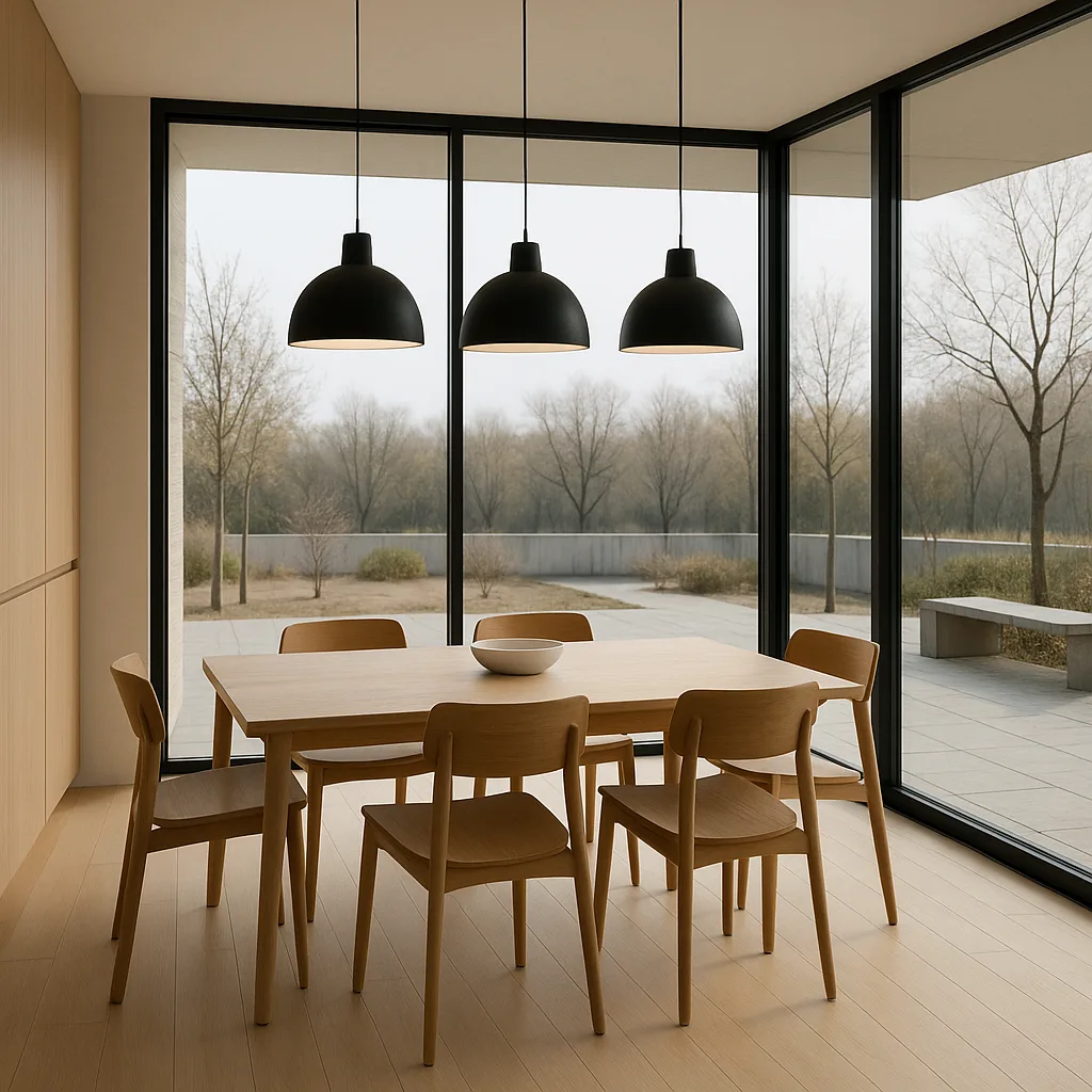 Modern Dining Area with Wooden Furniture